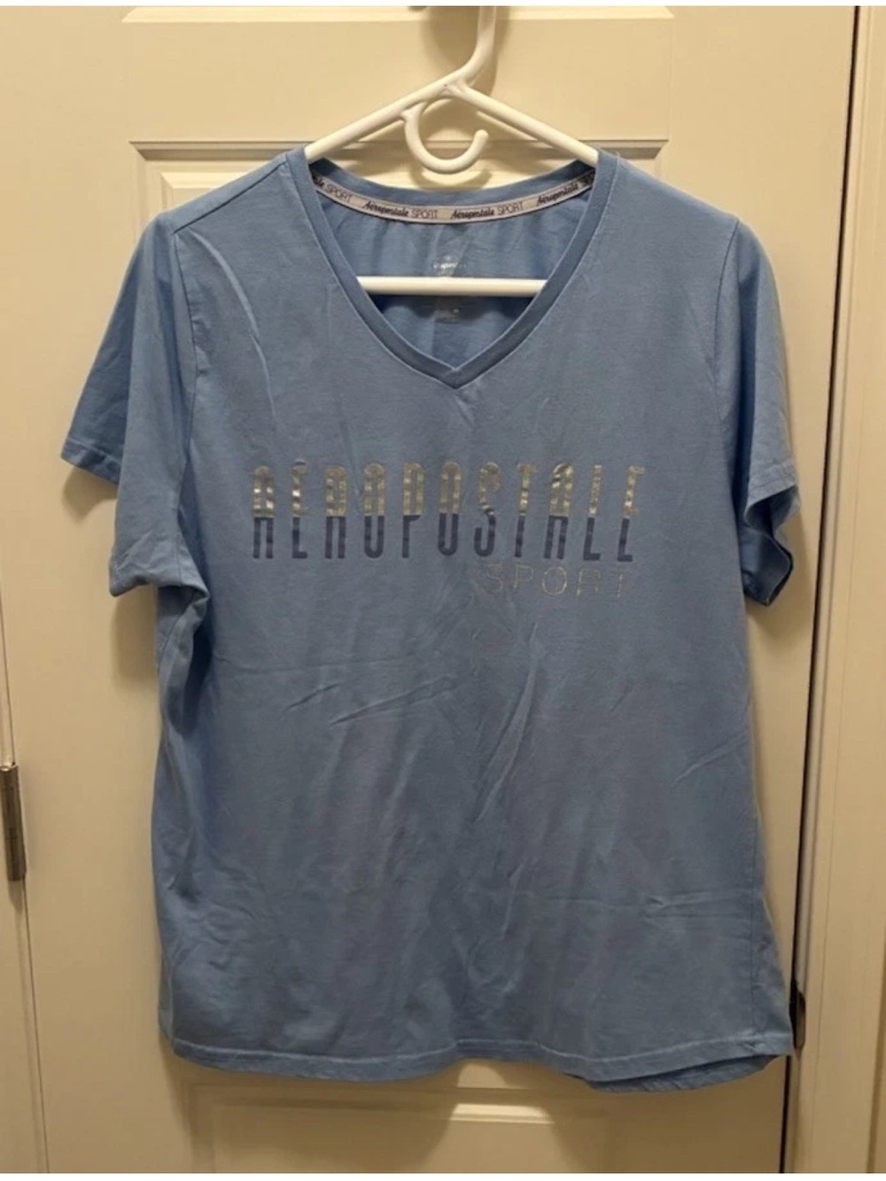 Aeropostale Light Blue V-Neck Logo Tee